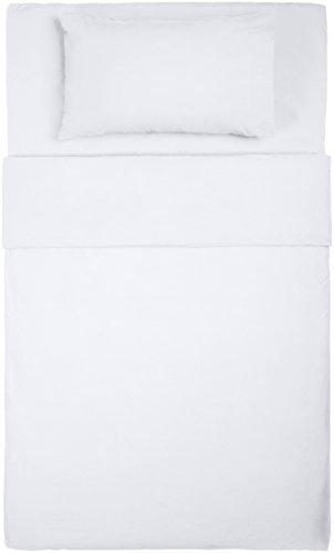 Amazon Basics Everyday - Juego de fundas de edredón nórdico y de almohada (100% algodón) Blanco - 135 x 200 cm y 1 funda 50 x 80 cm
