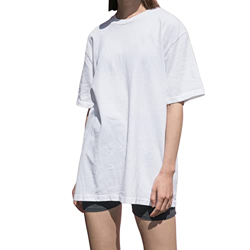 Largas Camisetas Mujer Verano Casual Blanco Negro Algodón Basicas Anchas Túnica T Shirt Tops Tallas Grandes Oversize (x-Large, Blanco)