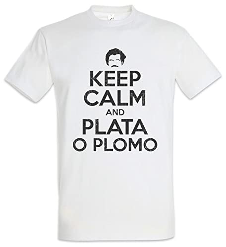 Keep Calm and Plata O Plomo - Camiseta para hombre y mujer, serie Pablo Narcos Fun Escobar Quote, Color: 20., XL