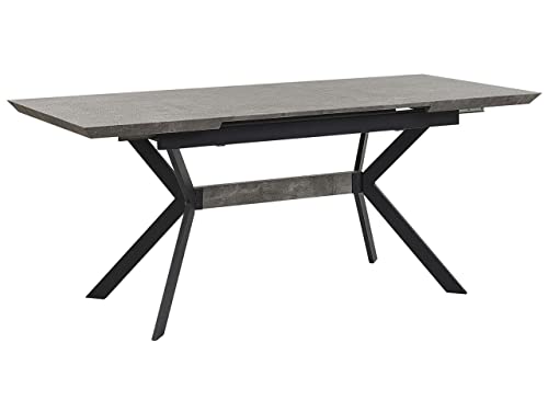Mesa de comedor extensible efecto hormigón patas de metal negro 140/180 x 80 cm cocina industrial Benson