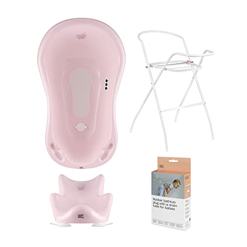 Hylat Baby Juego de baño para bebé con marco y asiento de baño - para recién nacidos y bebés - estable y cómodo, Color: rosa, Motivo:Hug Me