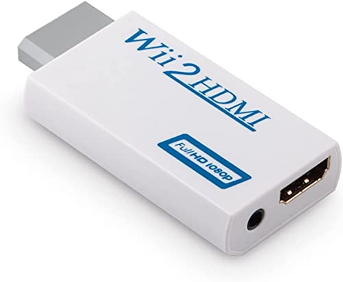 Conversor Wii a HDMI, adaptador Wii a HDMI, consola de juegos Wii a conector HDMI con salida de vídeo Full HD 1080p/720p y audio de 3.5 mm, todos los modos de visualización Wii, color blanco