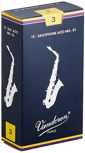 Vandoren SR213 - Caja de 10 cañas tradicional n.3 para saxofón alto, madera