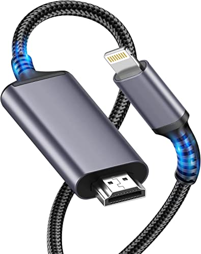 Cable adaptador HDMI para iPhone,[Certificado Apple MFi] 1080P HD Lighting HDMI AV Digital Monitor de proyector Converter Adapter Cable Compatible con iPhone/iPad/iPod a TV/Proyector/Monitor