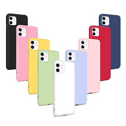 9X Funda para iPhone 11, Carcasas Flexible Suave TPU Silicona, Ultra Delgado Mate Antigolpes Anti-Arañazos Protección Color Puro Caso con Sedoso-Tacto Suave - 9 Colores