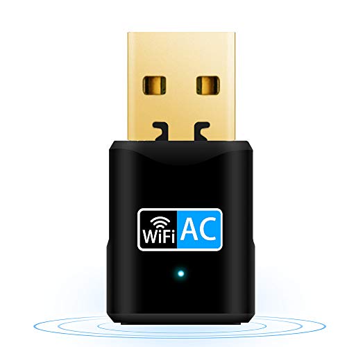 Aigital Adaptador WiFi USB, 600Mbps Driver Free Receptor WiFi Dongle Inalámbrico con Doble Banda AC,Seguridad Avanzada para PC/Desktop/Laptop,Soporte Windows 10/8 /8.1/7 /Vista/XP/MacOS