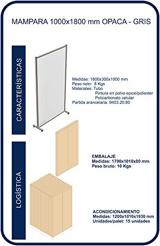Hostelnovo - Mampara de policarbonato celular - Protección opaca - Mampara con estructura metálica - 1500 x 1000 mm