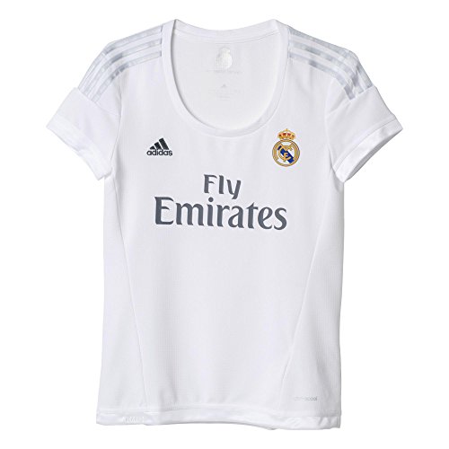 adidas Real Madrid Camiseta Primera equipación, Mujer, Blanco/Gris, M