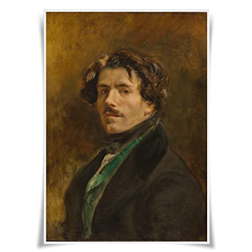 Nice Captain Póster de retrato de artista famoso pintor tamaño A3 para decoración del hogar (Eugene Delacroix)
