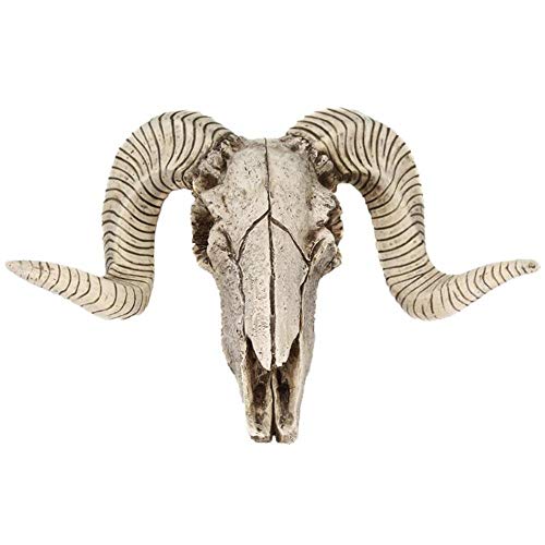 DAYUZH Manualidades De Decoración del Hogar,Statue3D Horns Skull Ornament Resin Skull Retro Wall Hanging Crafts Home Office Decor Gift Animal Skull