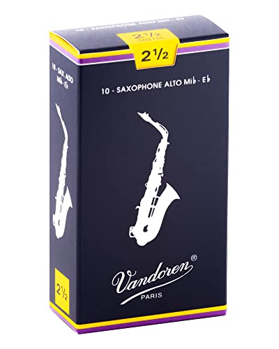 Vandoren SR2125 - Caja de 10 cañas tradicional n.2.5 para saxofón alto, Azul