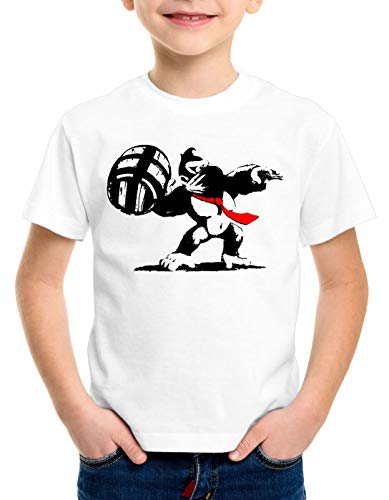 style3 Grafiti Kong Camiseta para Niños T-Shirt Donkey Pop Art Banksy Geek SNES Wii u Nerd Gamer, Talla:164