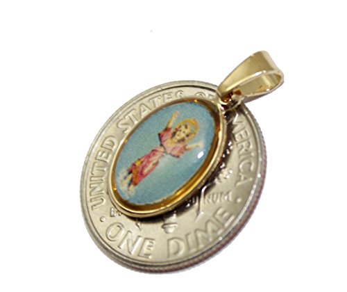 Medalla ovalada Diamantados of Florida Divino Niño Jesús – Medalla de Cristo Niño chapado en oro de 18 quilates con cadena de 45 cm