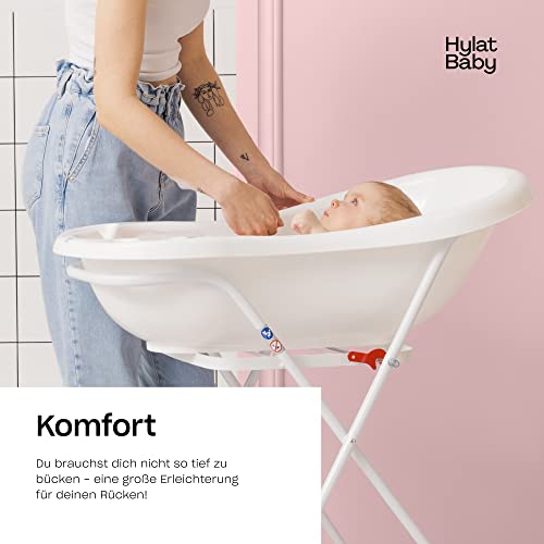 Hylat Baby Juego de baño para bebé con marco y asiento de baño - para recién nacidos y bebés - estable y cómodo, Color: Blanco, Motivo:Yeti
