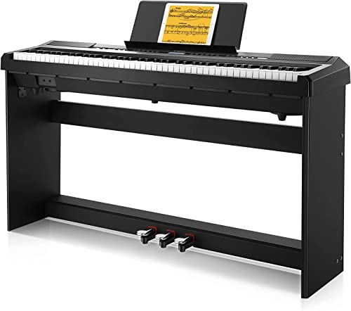 Piano Eléctrico 88 Teclas Contrapesadas, Donner DEP-20S Piano Digital 88 Teclas con Soporte y 3 Pedal para Principiante