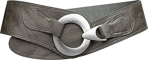 Caspar GU243 Cinturón Ancho para Mujer con Hebilla Grande de Metal, Tamaño:100, Color:gris