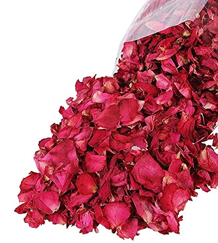 Reccisokz 100g Pétalos de rosa secos naturales de pétalos de rosa roja para pies, baño, spa, boda, confeti, casa, fragancia, manualidades, accesorios