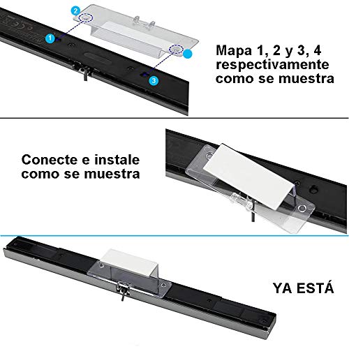 YiYunTE Sensor Bar para Wii Barra de Sensores con Cable para Juegos Barra Sensora de Movimiento Rayos Infrarrojos con Puerto USB Compatible con Wii y Wii U