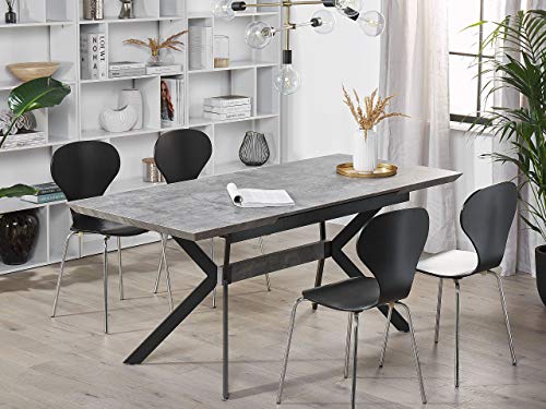 Mesa de comedor extensible efecto hormigón patas de metal negro 140/180 x 80 cm cocina industrial Benson