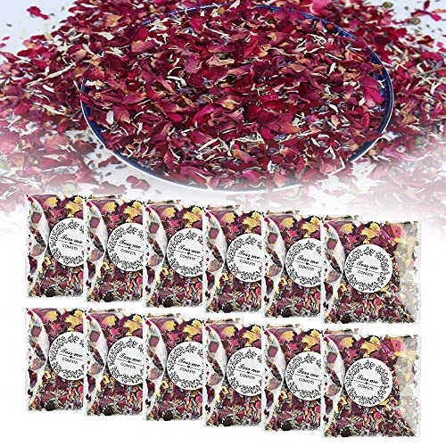 skytowards 12 Paquetes Confeti de Boda Pétalos de Rosa Confeti de Boda Natural Pétalos de Rosa para Bodas Flores Secas de Boda Flores Secas Biodegradables para Decoración de Fiesta (Rojo y Amarillo)
