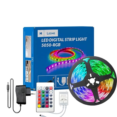 M Ledme - Pack Tira de LED 12 V chip 5050 90LED 3 Metros RGB, Regulable RGB Multicolor,Súper Brillante LED Tira Llevada para Fiestas, Mostradores, Decoración del Hogar